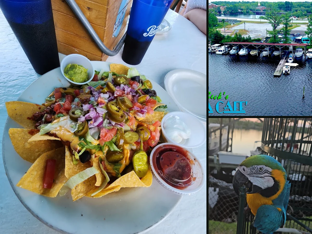American dishes served near the river.